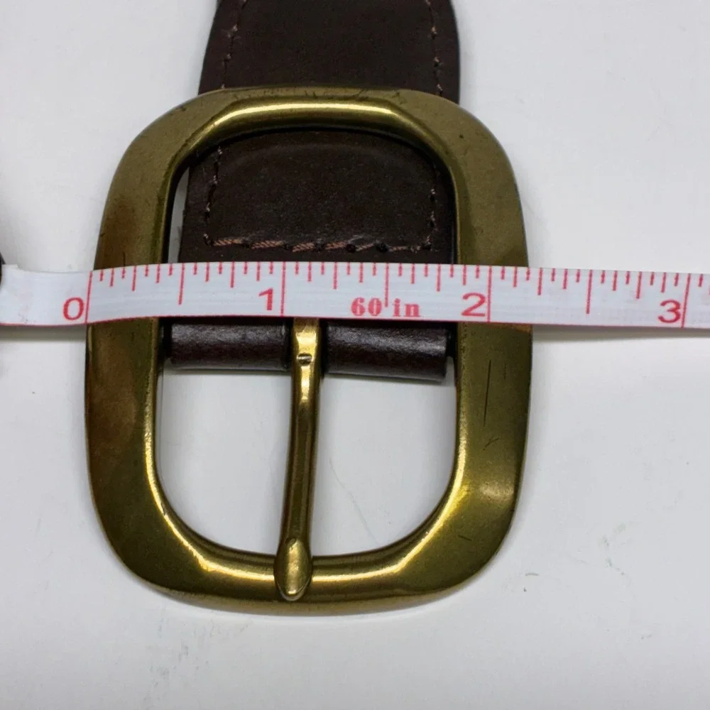 New York & Co. Braided Belt Womens M/L Brown Bonded Leather Woven Gold Buckle